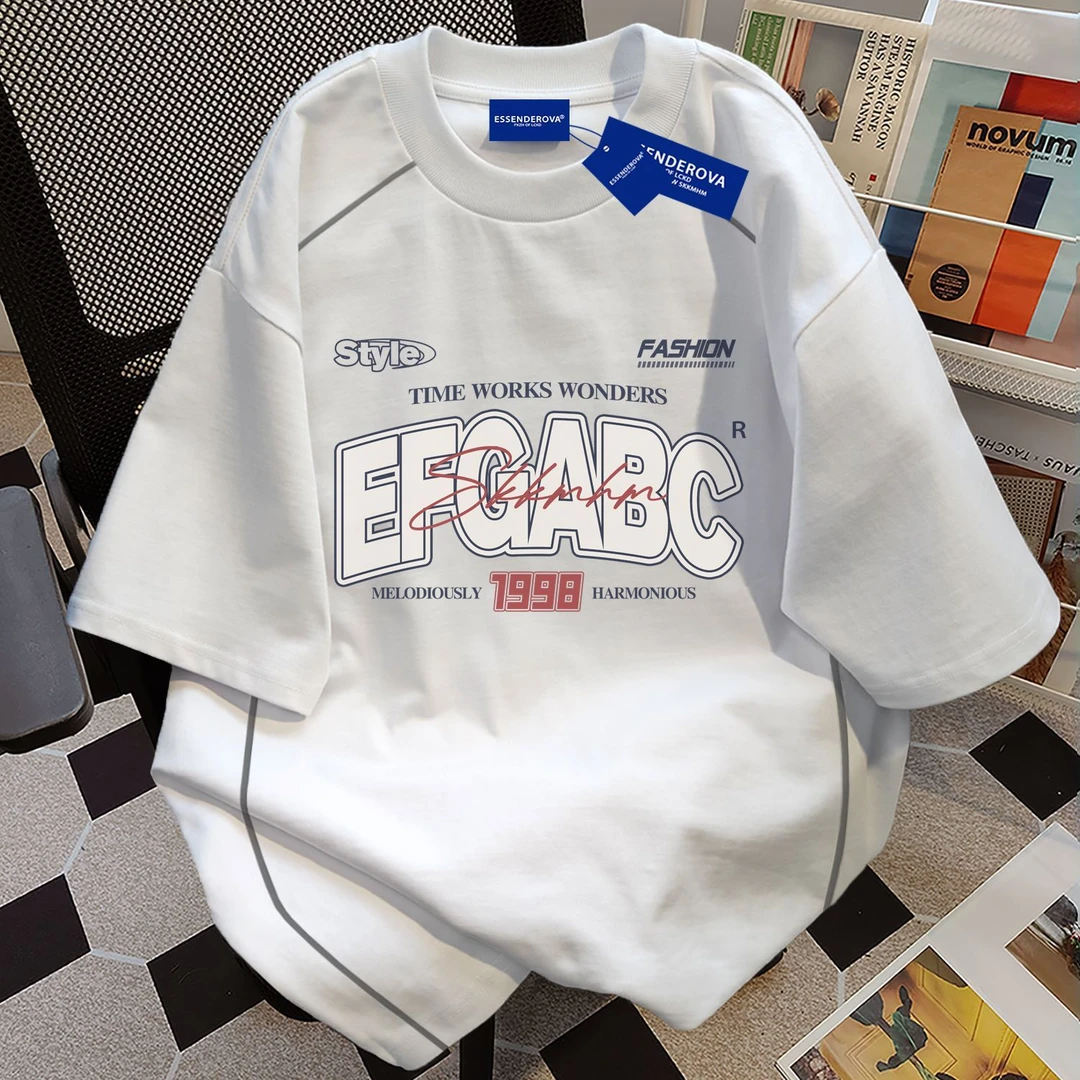 100%纯棉美式清新短袖t恤男女夏季爆款宽松街头圆领情侣上衣服ins