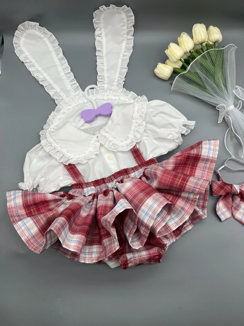 女童衬衫春秋装卡通兔耳朵翻领白色内搭纯棉衬衣宝宝洋气长袖时髦