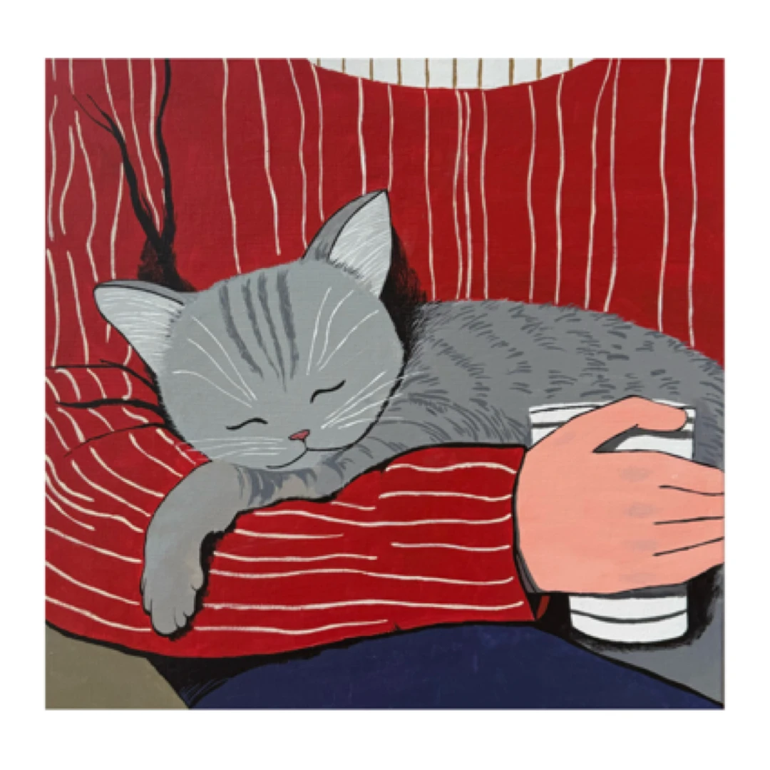 【猫咖】50*50 原创丙烯客厅法式复古小众艺术装饰挂画