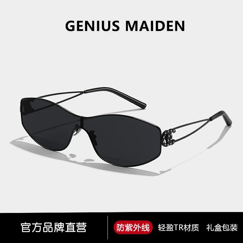 GENIUS MAIDEN欧美高级感个性连体墨镜女Y2K甜酷防紫外线太阳眼镜