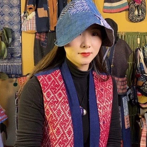 织绣手工制作遮阳帽