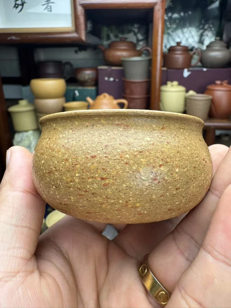 宜兴紫砂黄龙山原矿黄段粗砂16目普洱杯主人杯功夫茶品茗杯