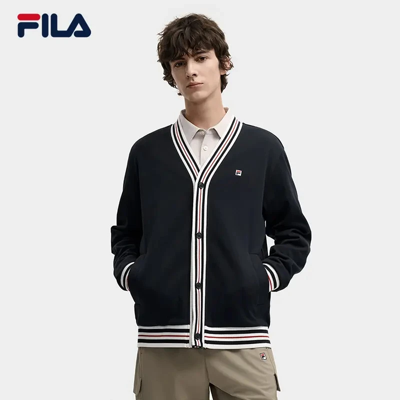 Fila/斐乐男款【潮流经典】秋季新时尚休闲针织长袖外套F11M548505F