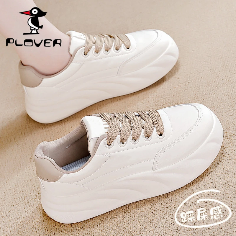 PLOVER大牌厚底增高小白鞋女时尚休闲运动鞋软底百搭防滑学生板鞋