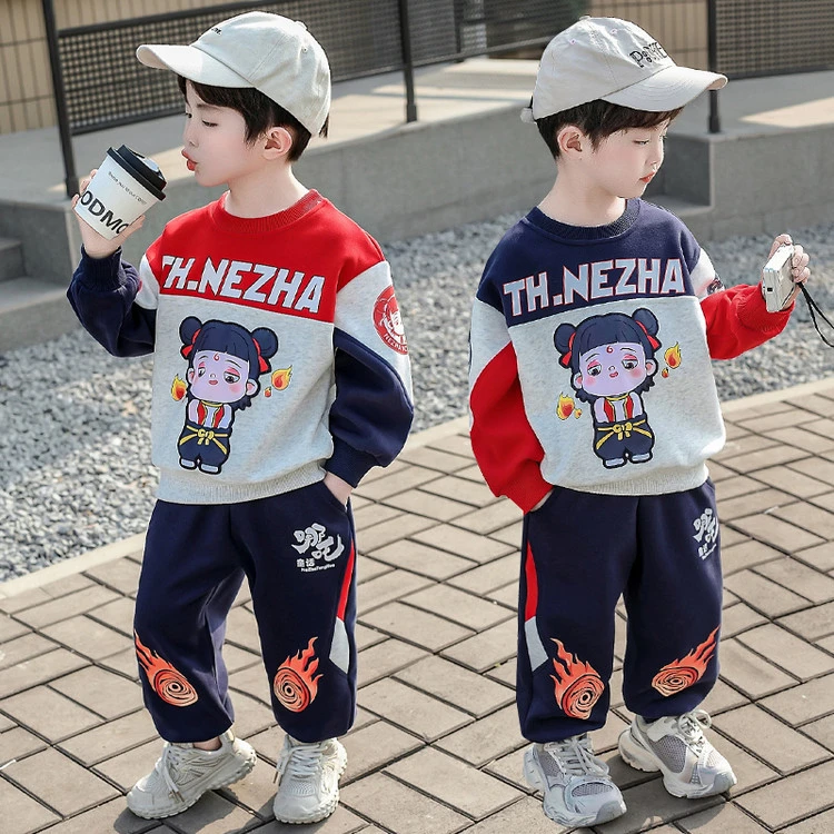 男童春秋大娃娃哪吒套装2025新款儿童卡通帅气卫衣两件套宝宝衣服