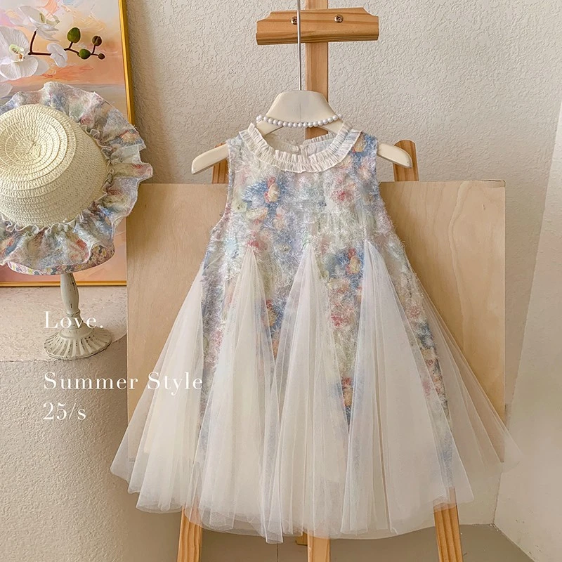 女童连衣裙夏装2025新款儿童甜美碎花纱裙宝宝夏季礼服公主裙子