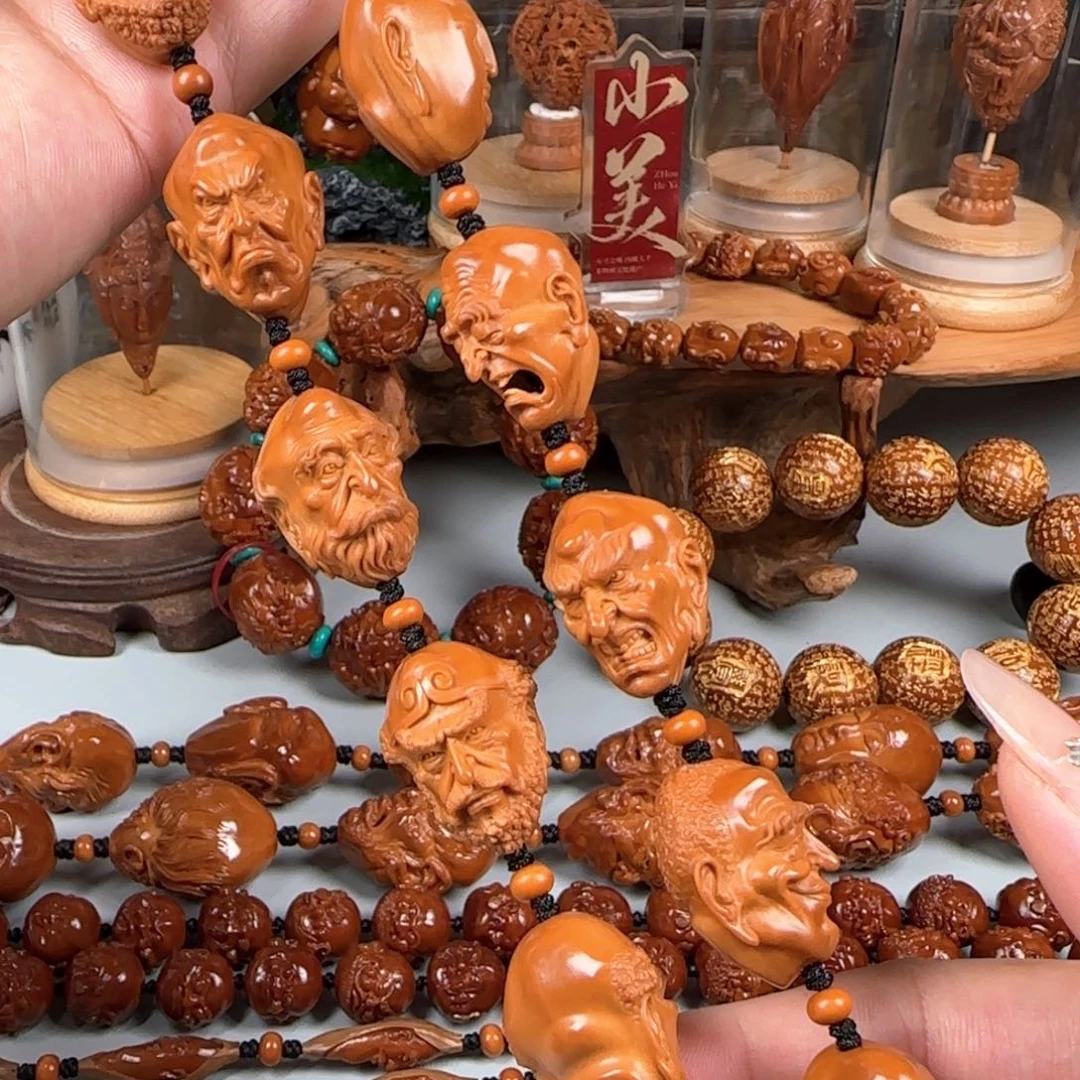 手串/手链橄榄核宽2.0梅林红核梵相十八罗汉长串