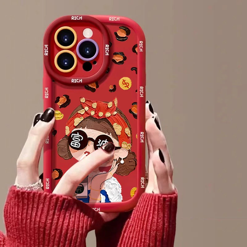 豹纹富婆适用苹果16promax手机壳iphone15/14硅胶13泡芙壳12/11