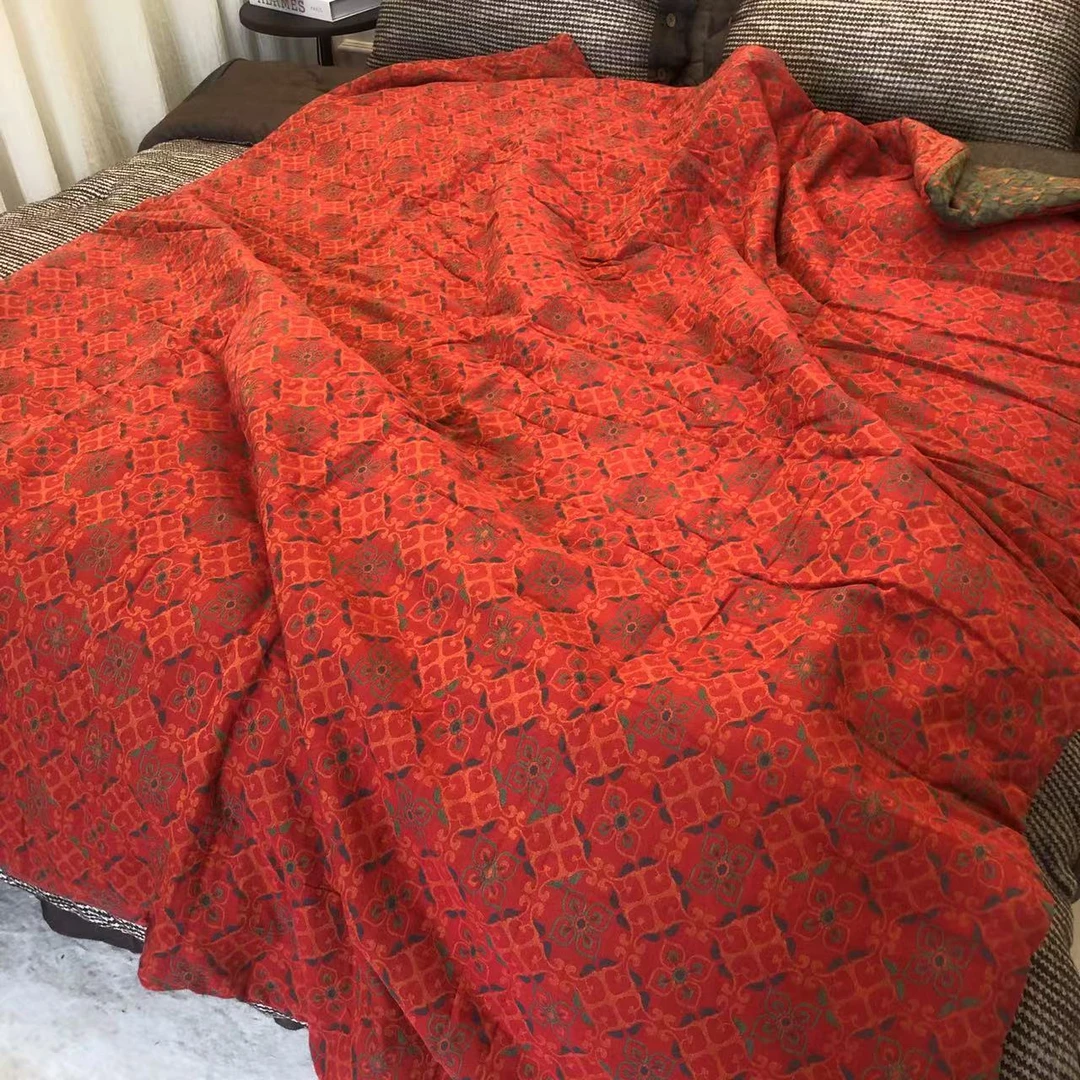 【红色小窗花-单人被】150*200cm轻奢简约红色系列床品