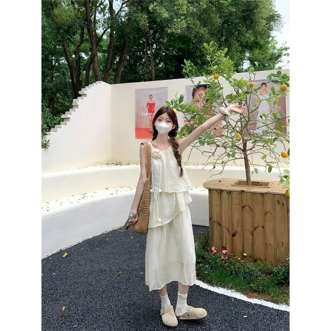 自制白栀茉莉夏季小个子温柔风甜美气质连衣裙L936