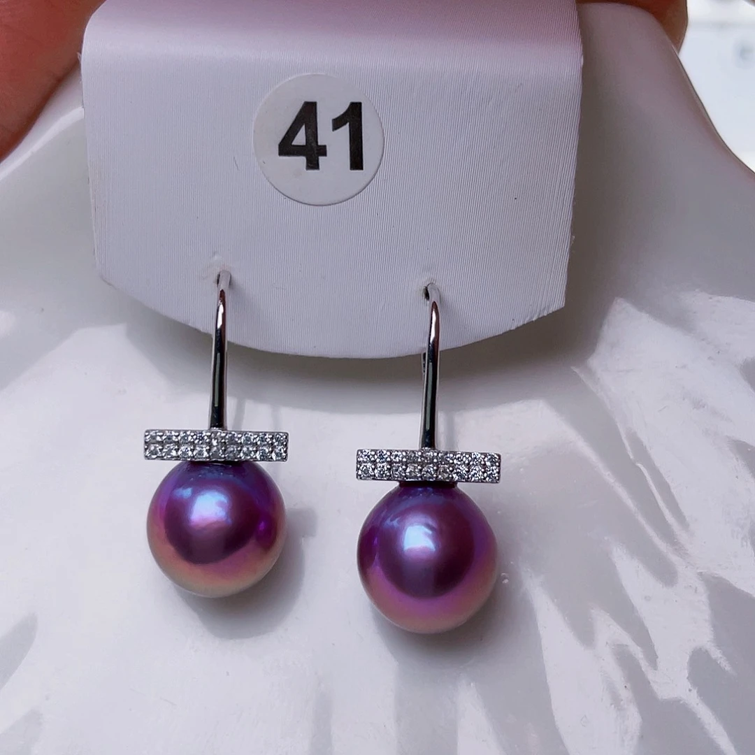 淡水珍珠耳饰银S925镶嵌