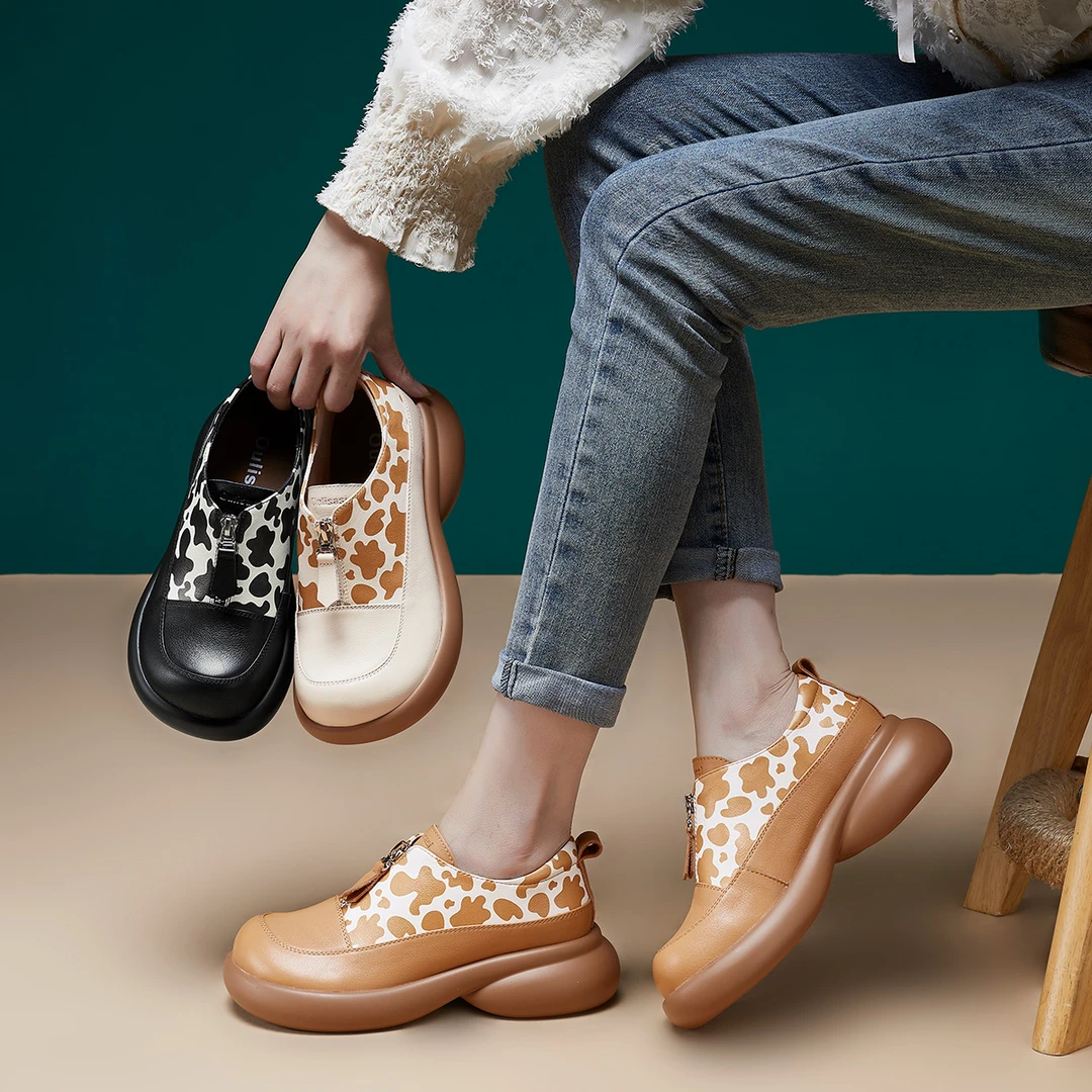 | 敦煌 | 5公分 头层牛皮单鞋舒适软轻弹防滑轻便女单鞋 396