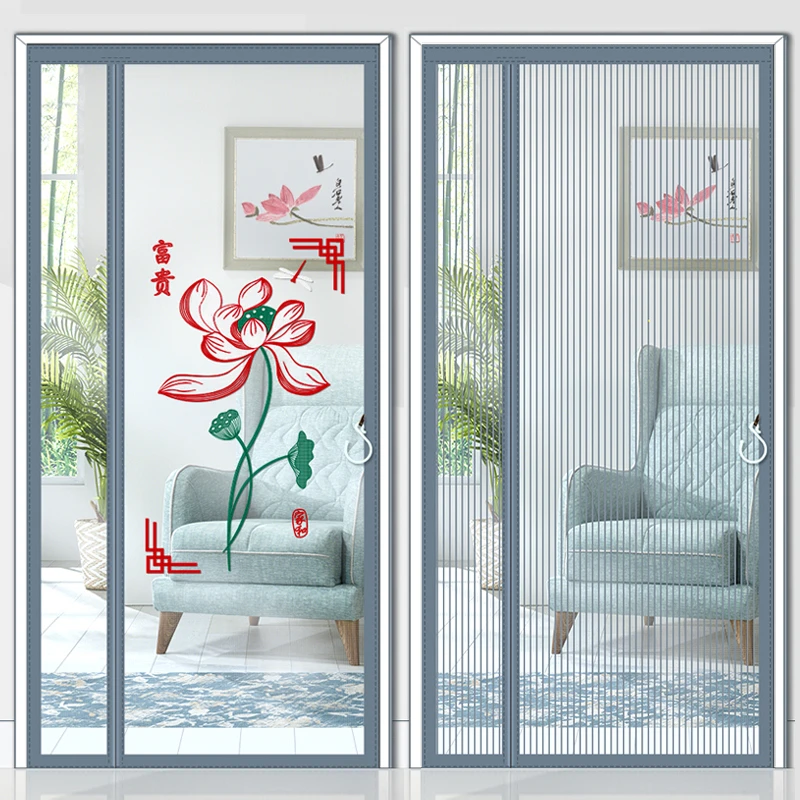 侧开防蚊门帘纱门夏季家用隔断帘磁吸魔术贴金刚网磁条卧室入户门