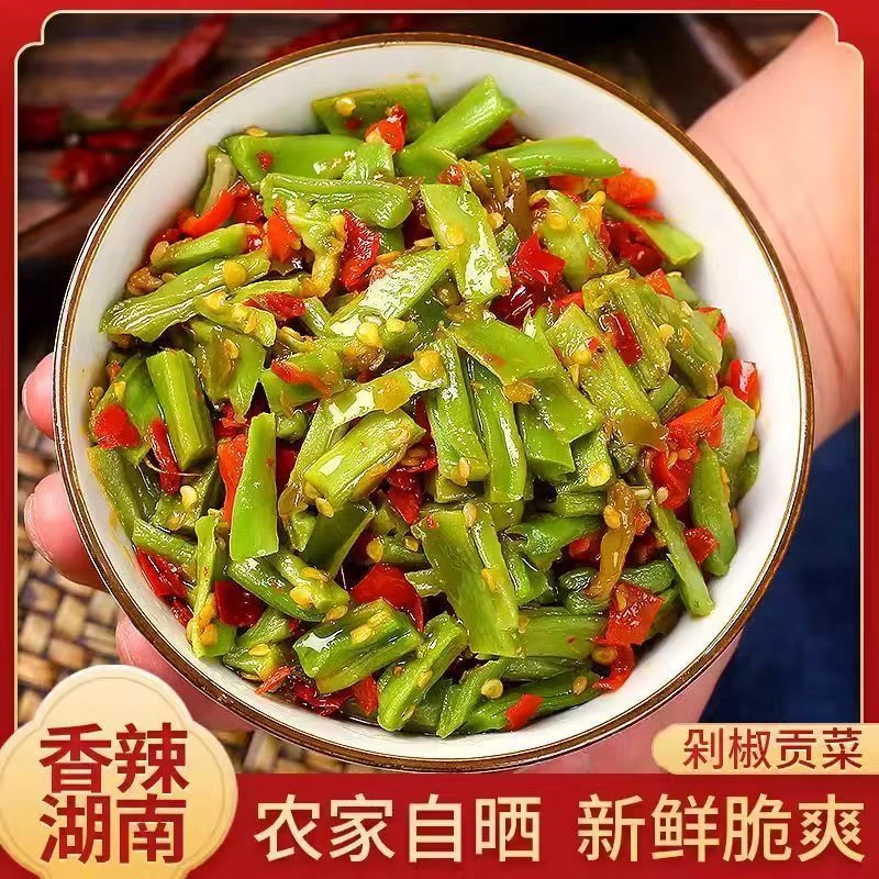 七点食分湖南特产彩椒贡菜香辣嘎嘣脆鲜剁辣椒开胃下饭酱咸菜榨菜