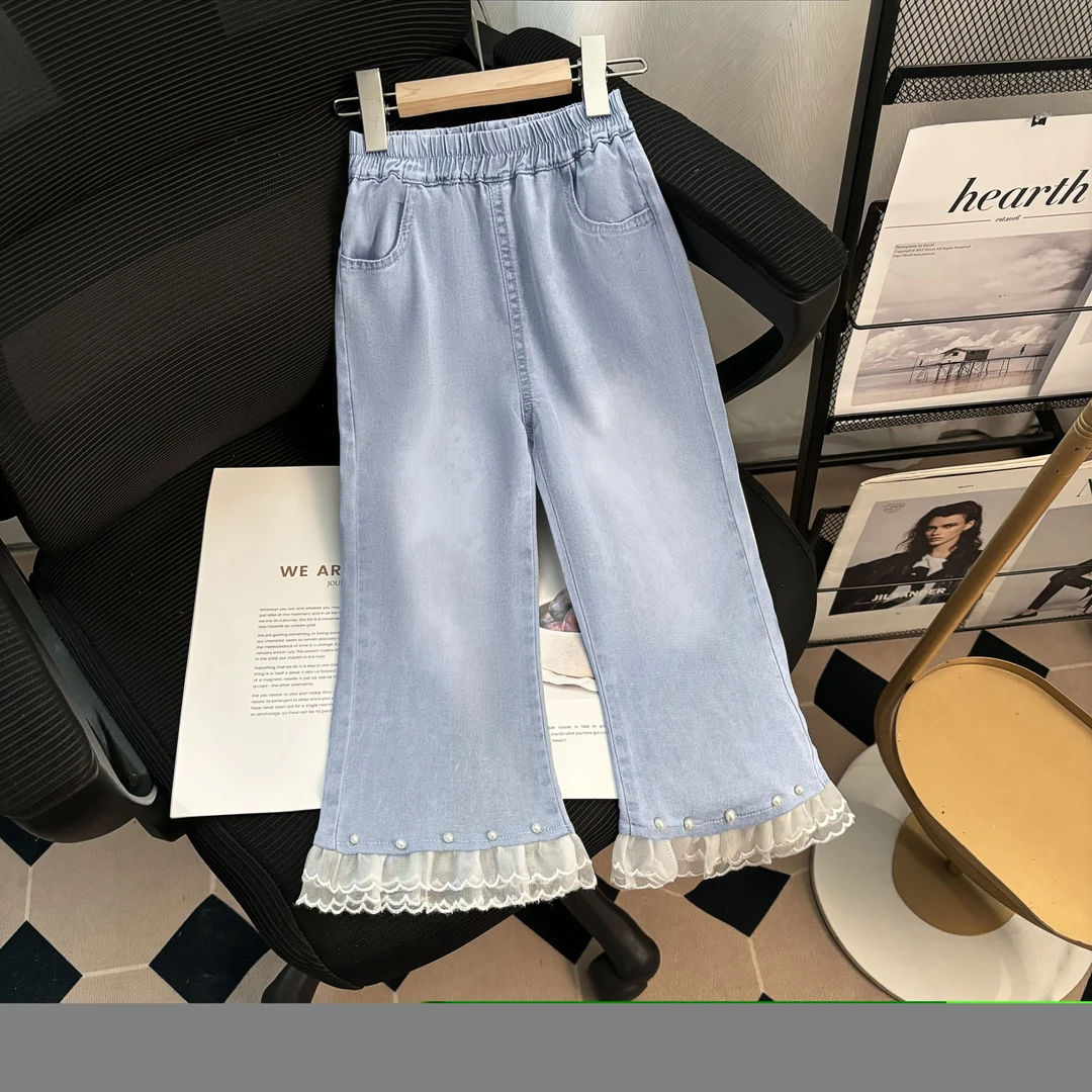 童装儿童天丝牛仔裤夏季薄款休闲防蚊裤宝宝微喇裤牛仔裤女童