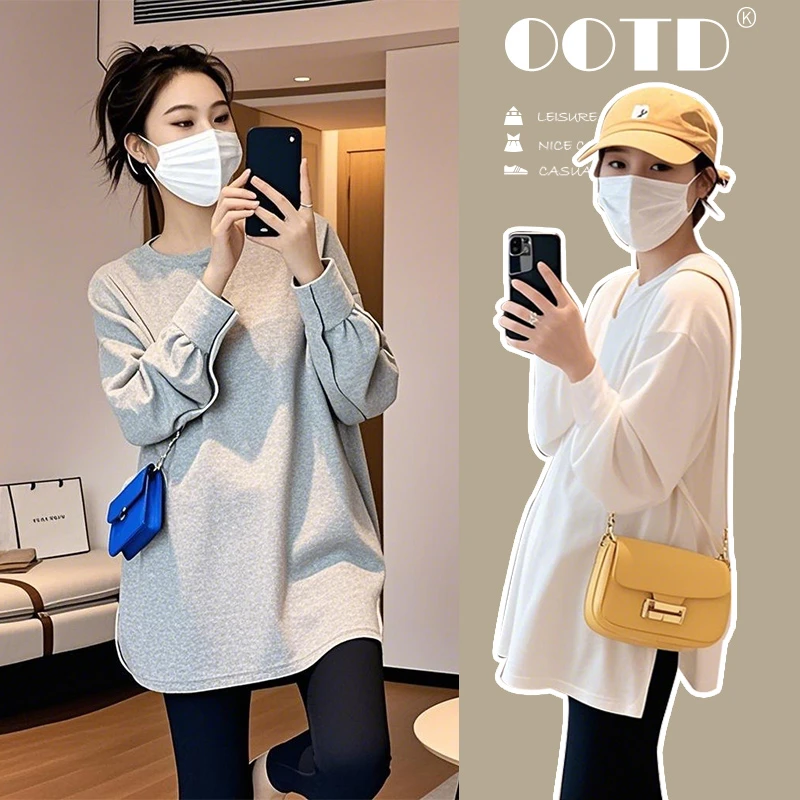 孕妇春装上衣2026新款时尚不显怀束手女春秋内搭打底孕妈穿搭T恤