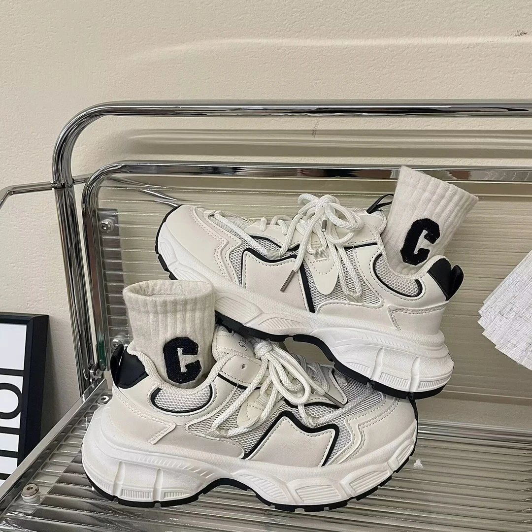 夏季新款厚底百搭休闲网面老爹鞋女