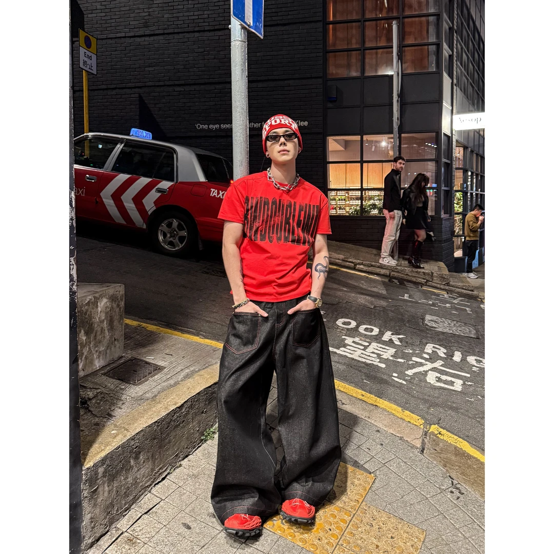 DBW Doublewin人气选手个性印花正肩短袖T恤男夏修身短款上衣1072