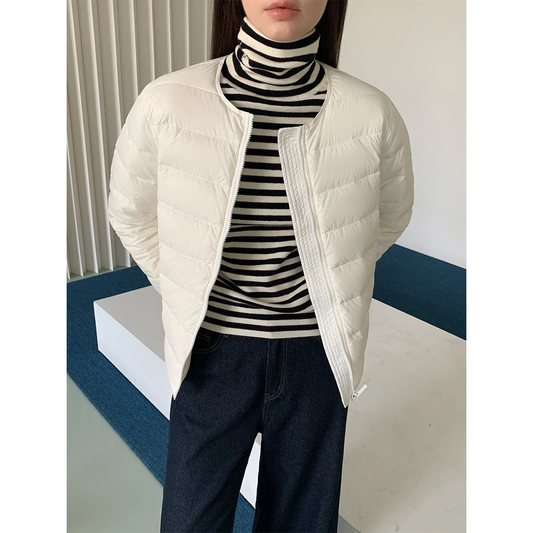 VONSRMAN圆领羽绒服女冬季2025新款休闲轻薄保暖百搭通勤短款外套