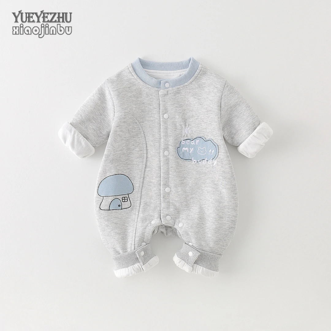 新生婴儿连体衣秋季双层宝宝衣服春秋装韩版洋气哈衣爬服一岁外出