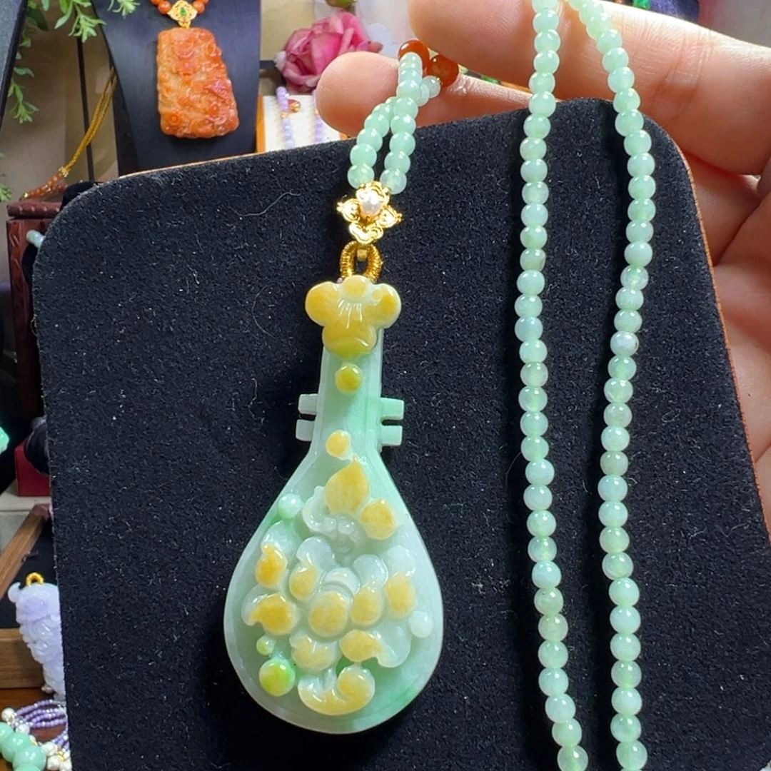 翡翠未镶嵌毛衣链琵琶