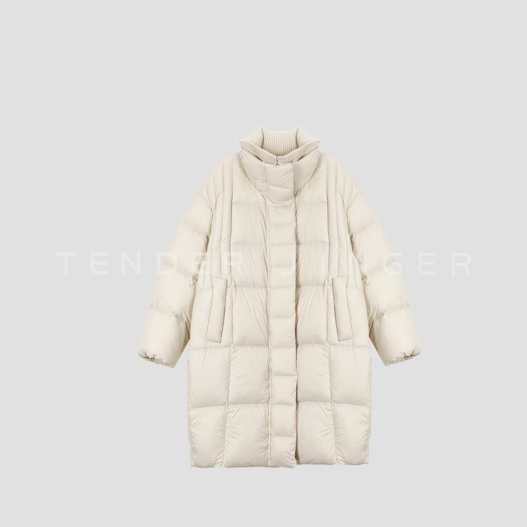 Tender Jinger｜立领针织拼接中长款鹅绒服T54BEN50335