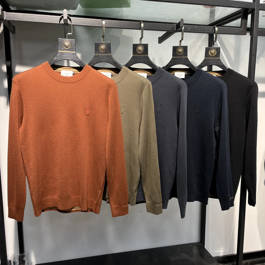 可机洗 100美丽诺羊毛衫-男士圆领24677