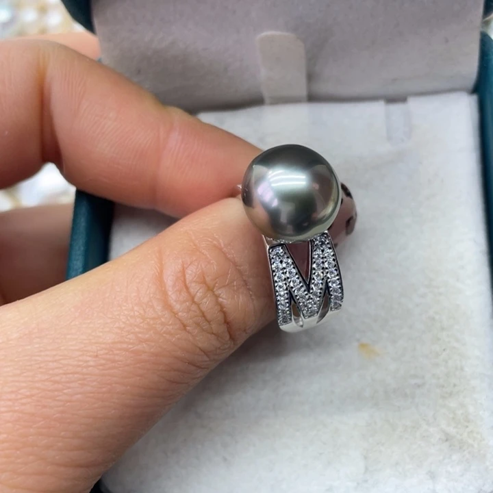海水珍珠戒指银S925镶嵌