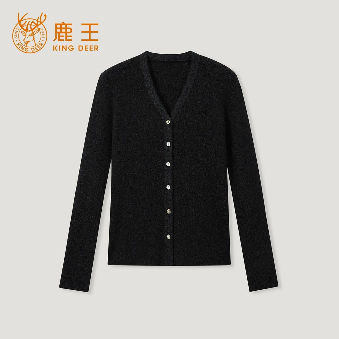 King Deer/鹿王羊绒秋冬新款时尚百搭女式羊绒开衫L805548