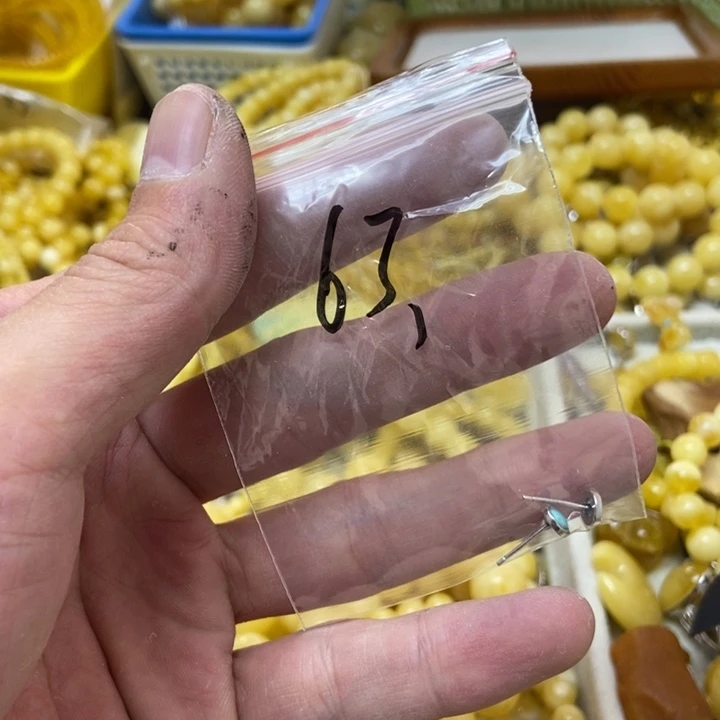 蜜蜡银S925镶嵌裸石耳钉