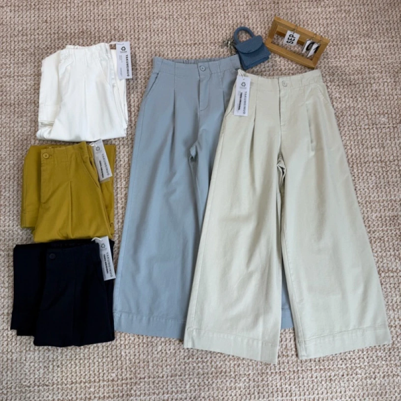 25007#高腰阔腿裤 长95