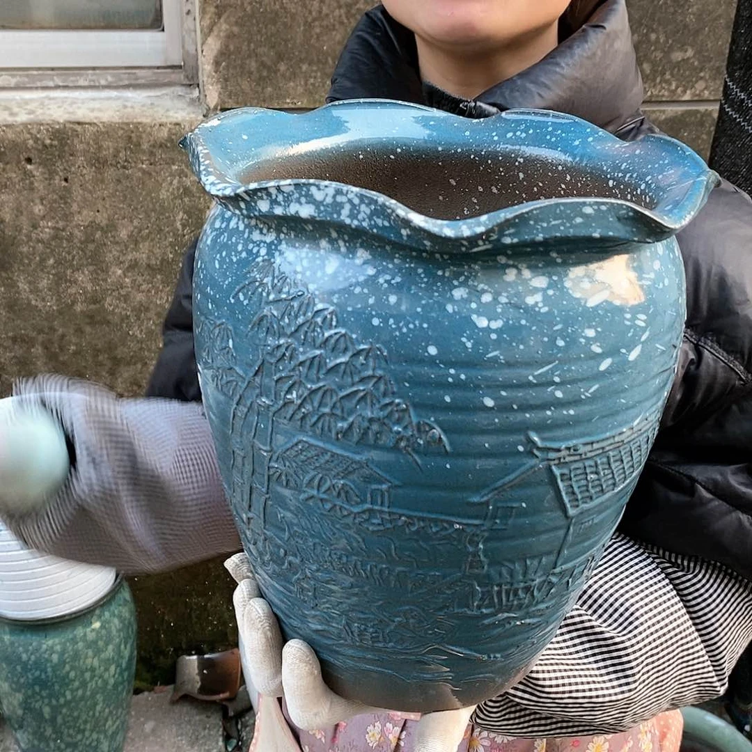 紫砂花盆瑕疵口24高27瑕疵