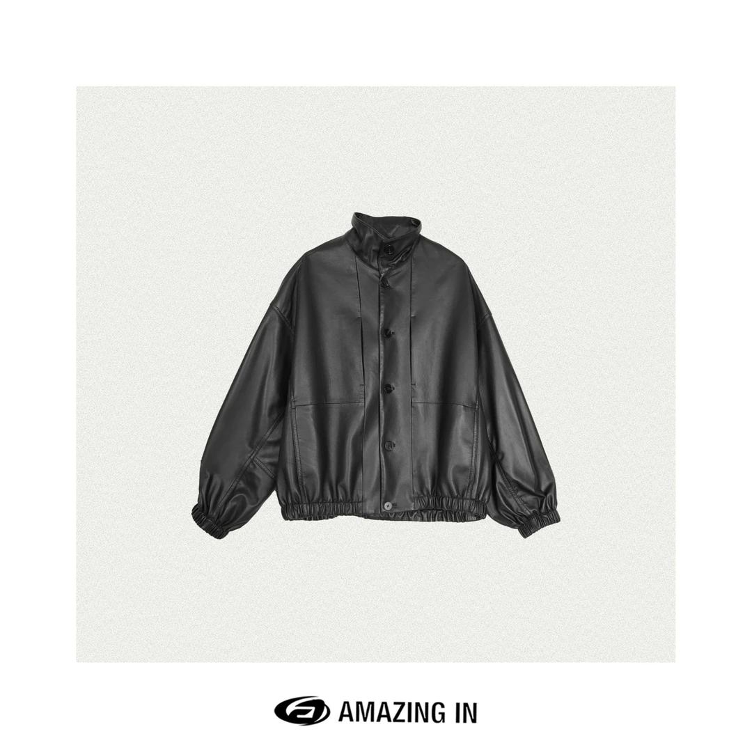 AMAZING IN | 1oo%绵羊皮 |立领纽扣夹克外套A250214-HNYY-251201