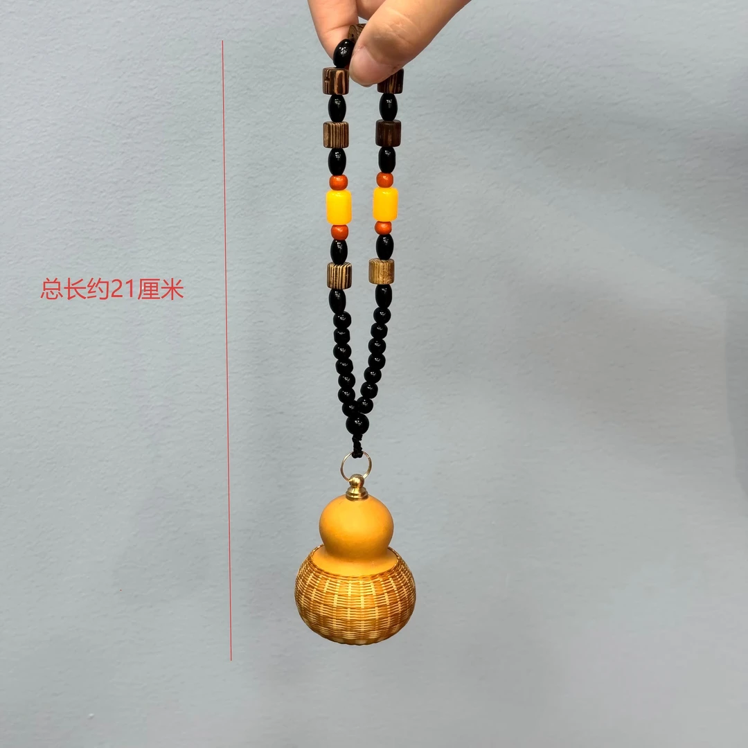 天然真葫芦非遗瓷胎竹编挂件