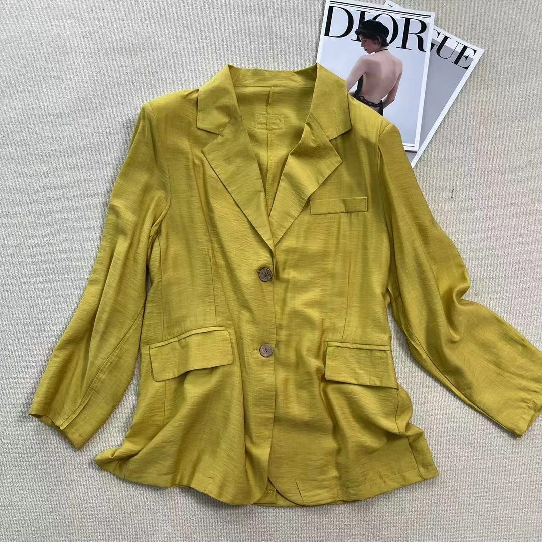 D5588高级感老钱风2025春夏新款时尚百搭宽松休闲西装外套