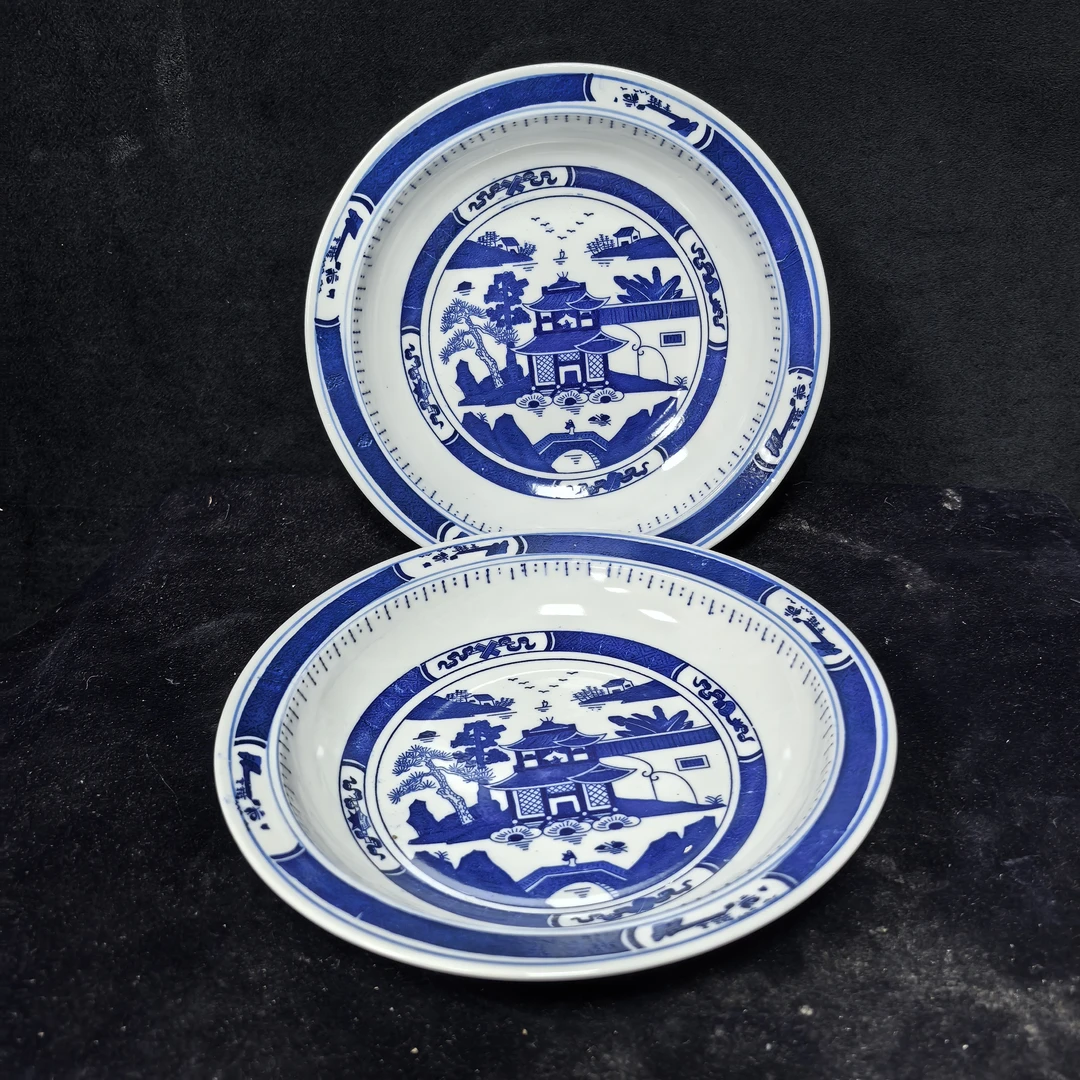 【福利2个】景德镇20CM釉下青花梧桐菜盘窝盘壶承厂瓷陶瓷收藏高温