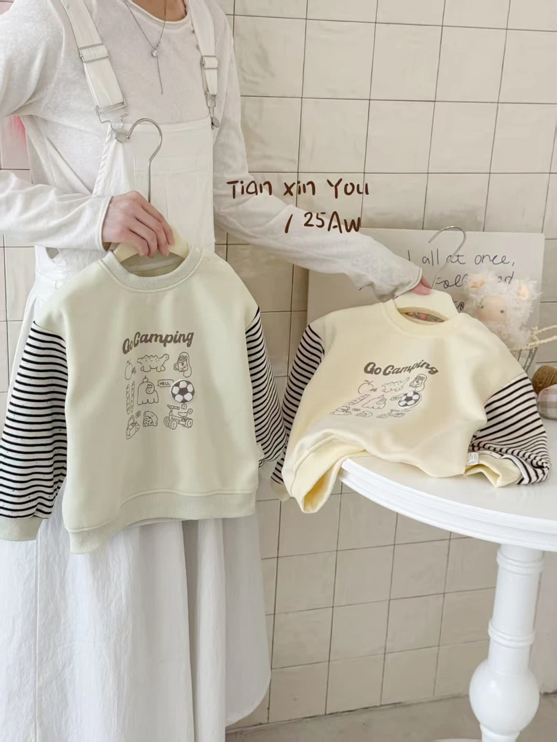 字母男童长袖春秋套装olT恤卡通动漫卫衣印花休闲条纹童装反季