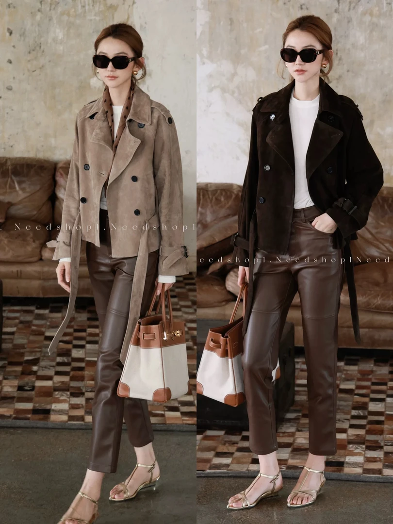 NeedShop1 【青铜棕+焦糖的选择】双色休闲短款真皮皮衣