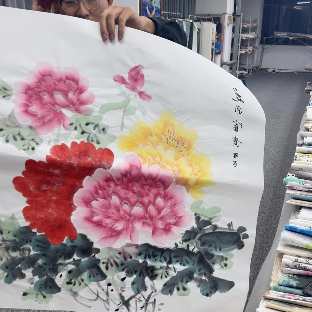 国画卖字画的小男孩