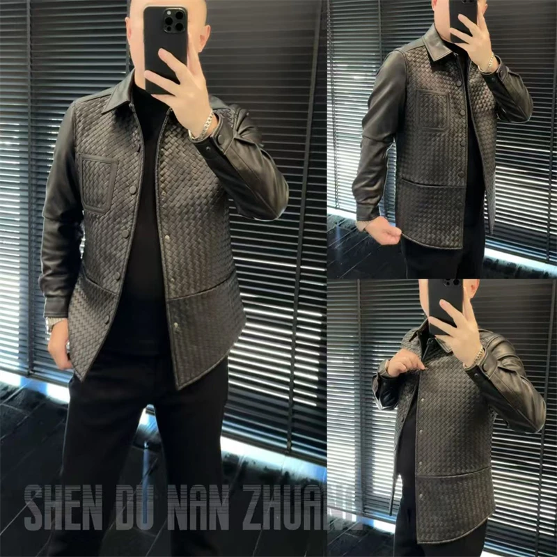 SHEN&DU秋季新款｜新款男士编织皮夹克2550