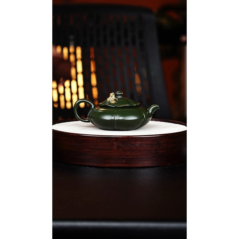 宜兴紫砂 青蛙莲子 绿泥 柳用江h396