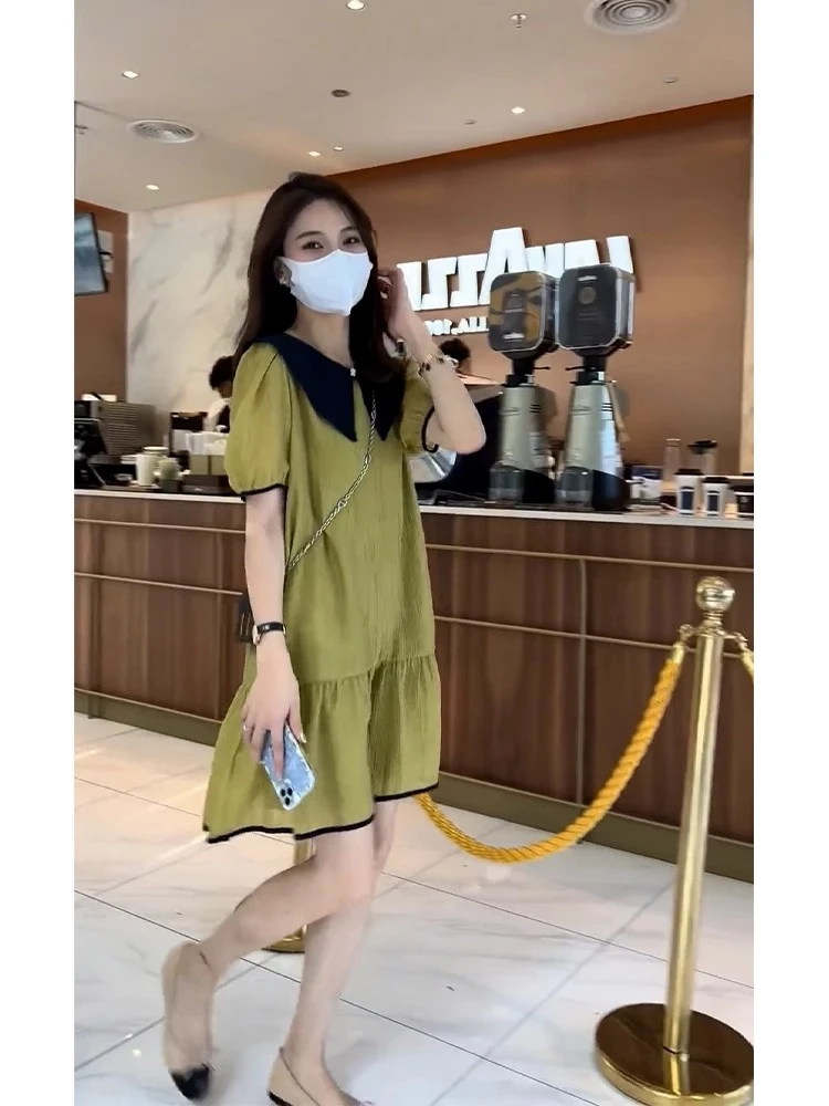 法式茶歇初恋高级感别致娃娃领连衣裙女2025夏季新款气质显瘦裙子