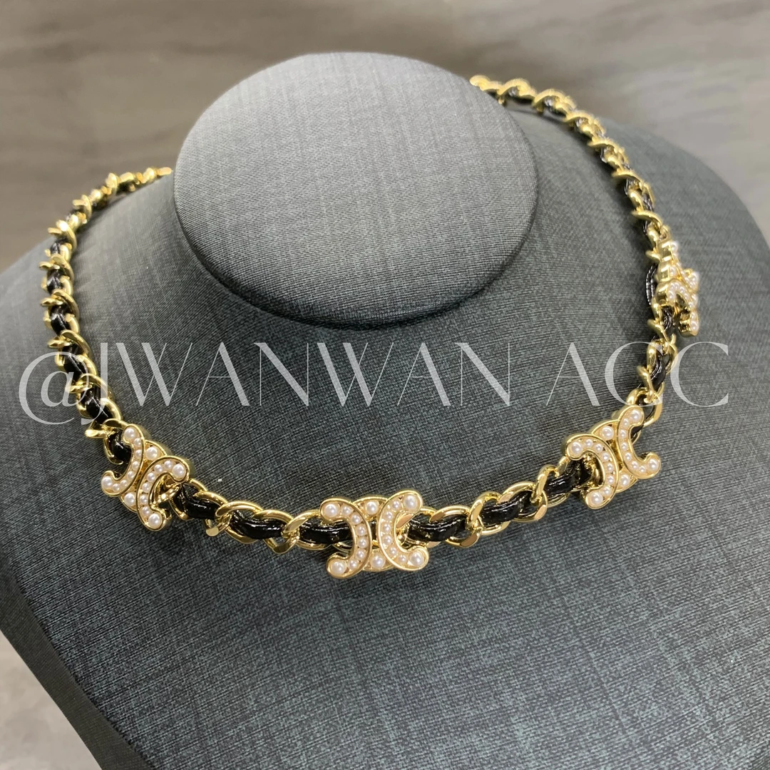 铜合金皮质项链 黑金穿皮.凯门米珠穿皮项链时尚颈链08MY2617AN