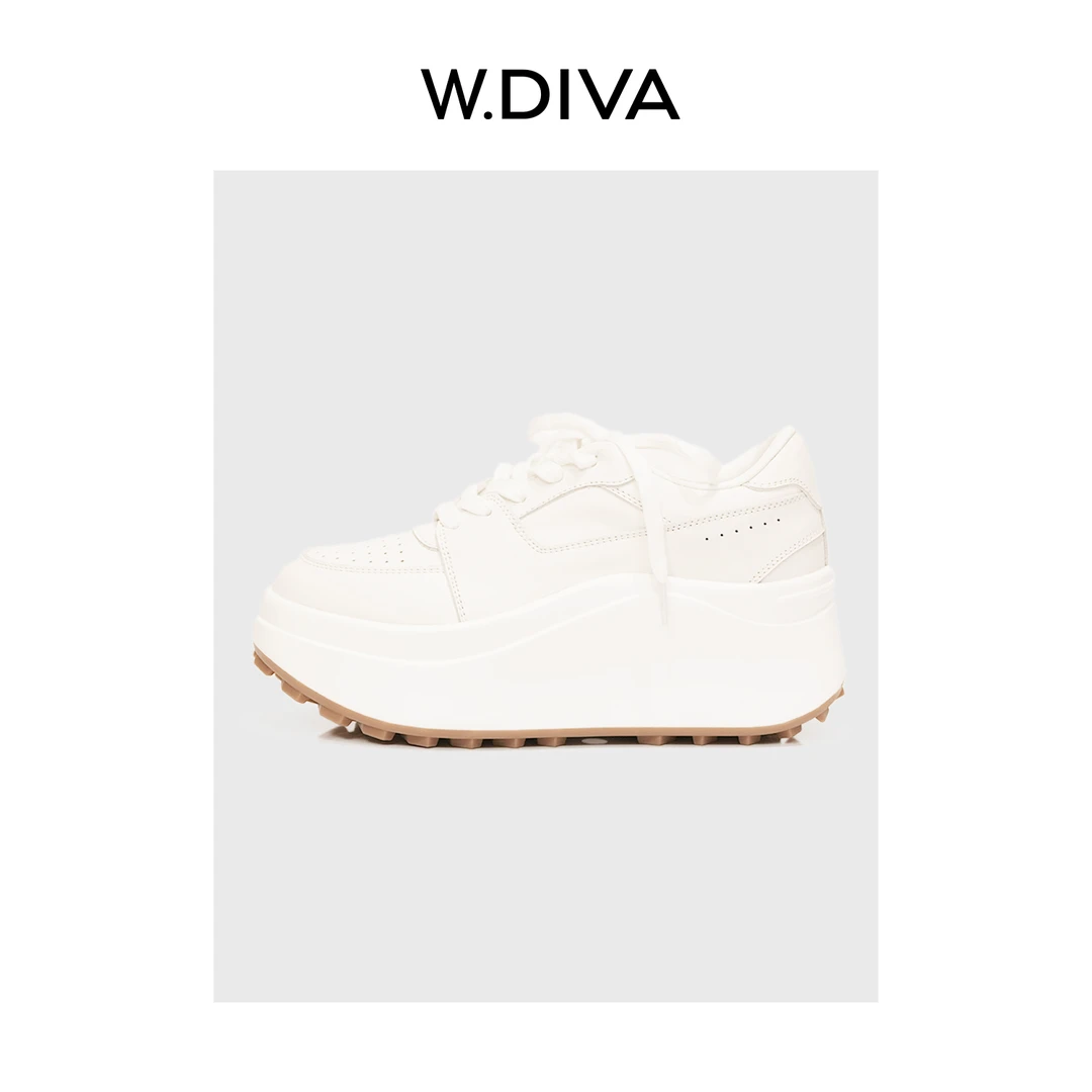 W.Diva【浅夏之约】牛皮+羊皮夏季新款增高运动休闲小白鞋52X262201