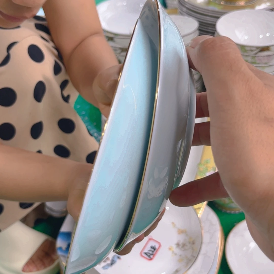 瓷片八寸盘二个微瑕微瑕