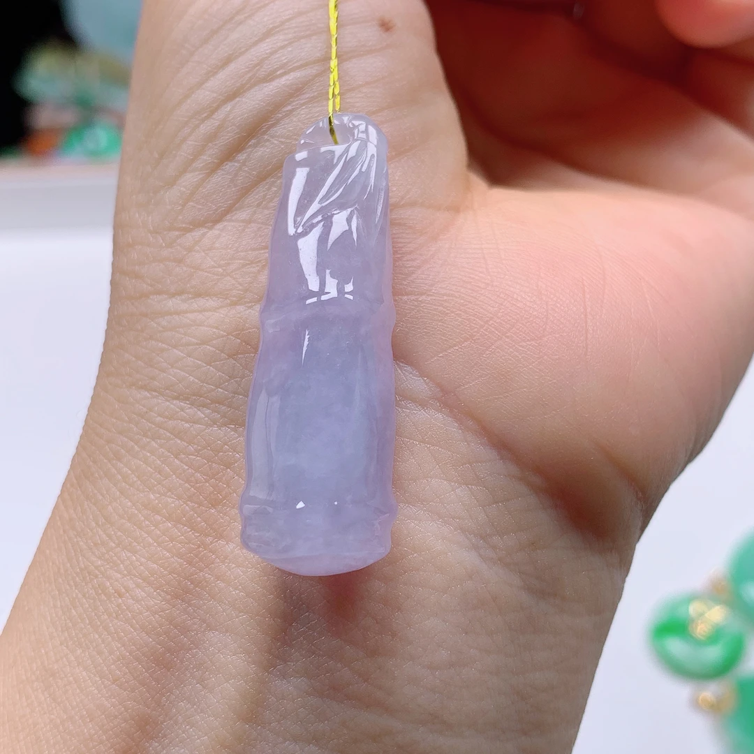 缅甸天然A货翡翠，紫罗兰竹节吊坠 编号 121/812尺寸40-13-8