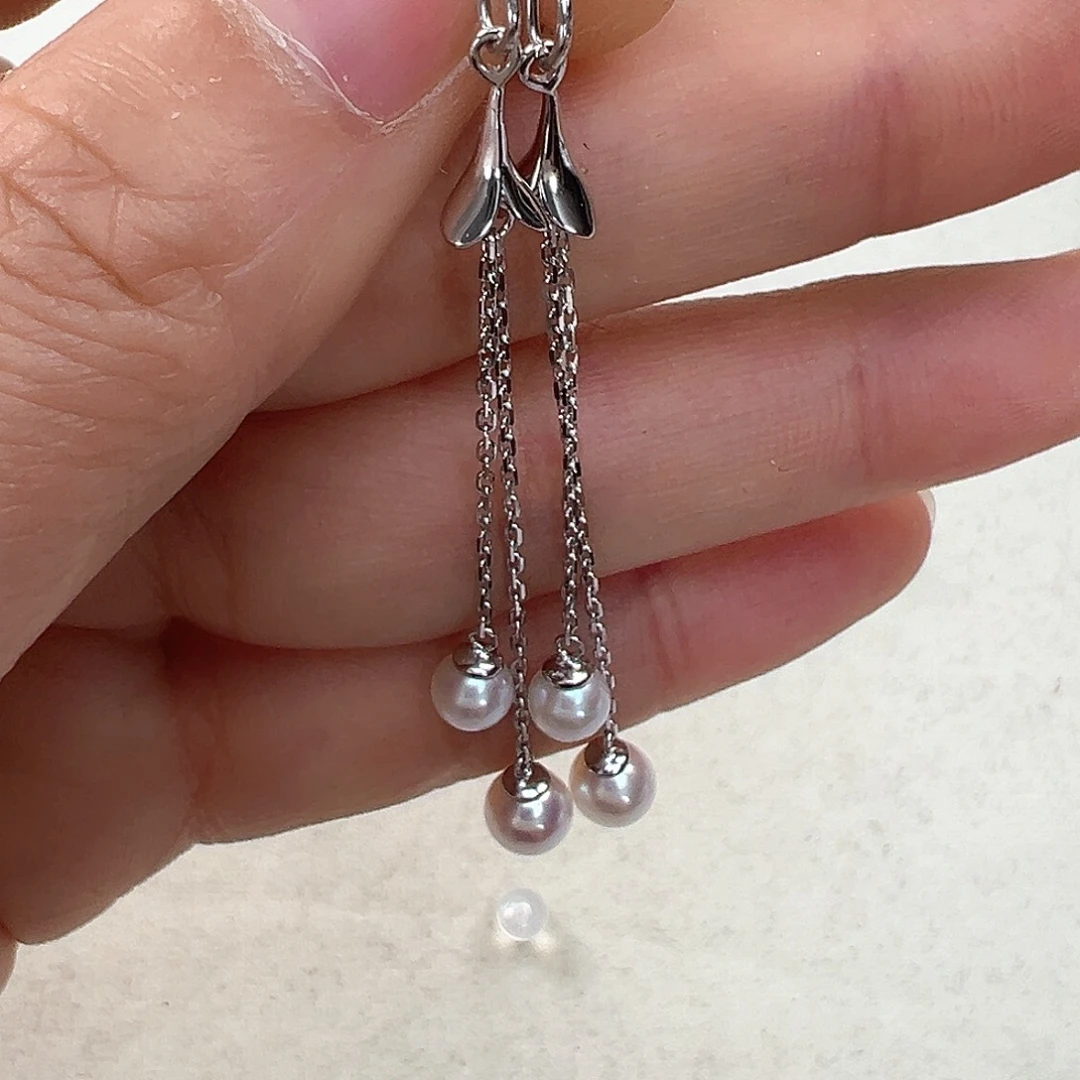 淡水珍珠耳饰银S925镶嵌