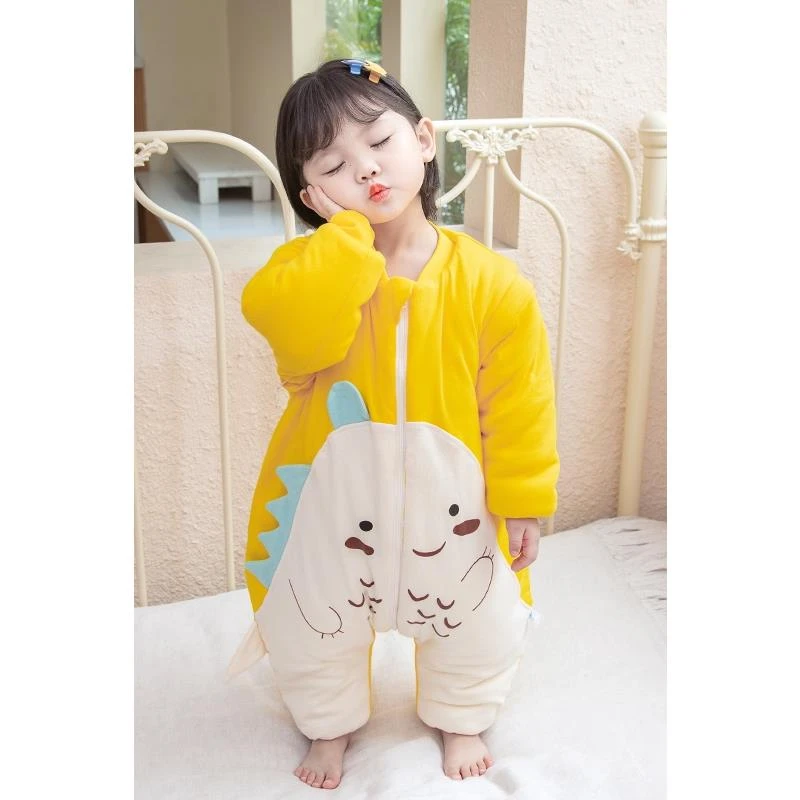 婴儿恒温睡袋秋冬棉加厚儿童劈腿保暖防踢被男女婴儿连体式睡衣