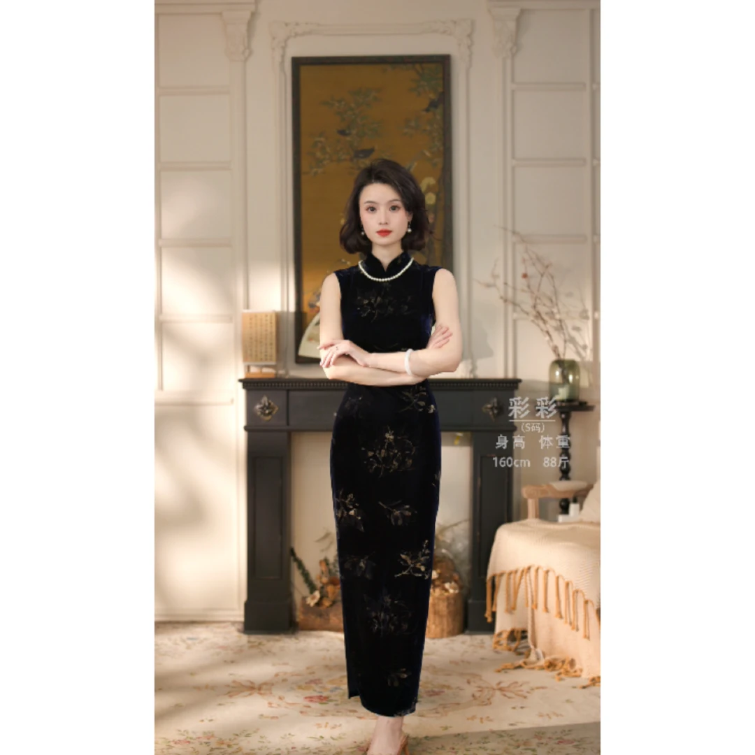 彩彩家【冰川时光】新款原创无袖显白气质收腰修身复古设计改良旗袍