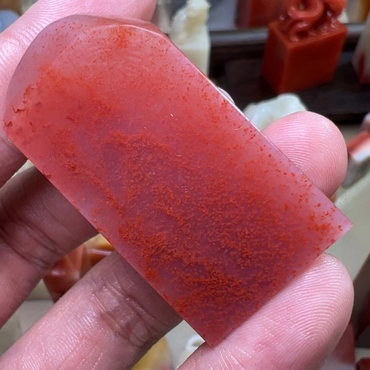 髓***^印石寿山石水冻桃花玻璃底